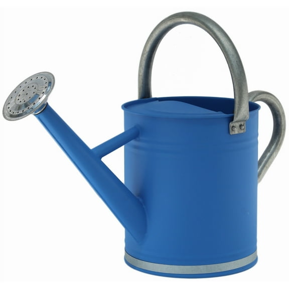 Gardener Select Metal Watering Can, Blue w/ Galvanized Accents - 3.5L (0.92 gal)