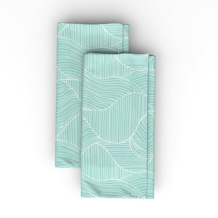 

Cotton Sateen Dinner Napkins (Set of 2) - Aqua Waves Geometric Summer Beach Nautical Abstract Aquamarine Print Cloth Dinner Napkins by Spoonflower