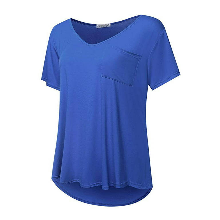 Sexy Dance Plus Size Tops for Women Short Sleeve Summer Blouse Casual Loose  T-Shirts with Pocket 
