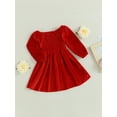 thumbnail image 3 of SUNSIOM Robe de Noël pour Filles, Manches Longues Plissée Couleur Unie Robe Trapèze Robe de Soirée, 3 of 8