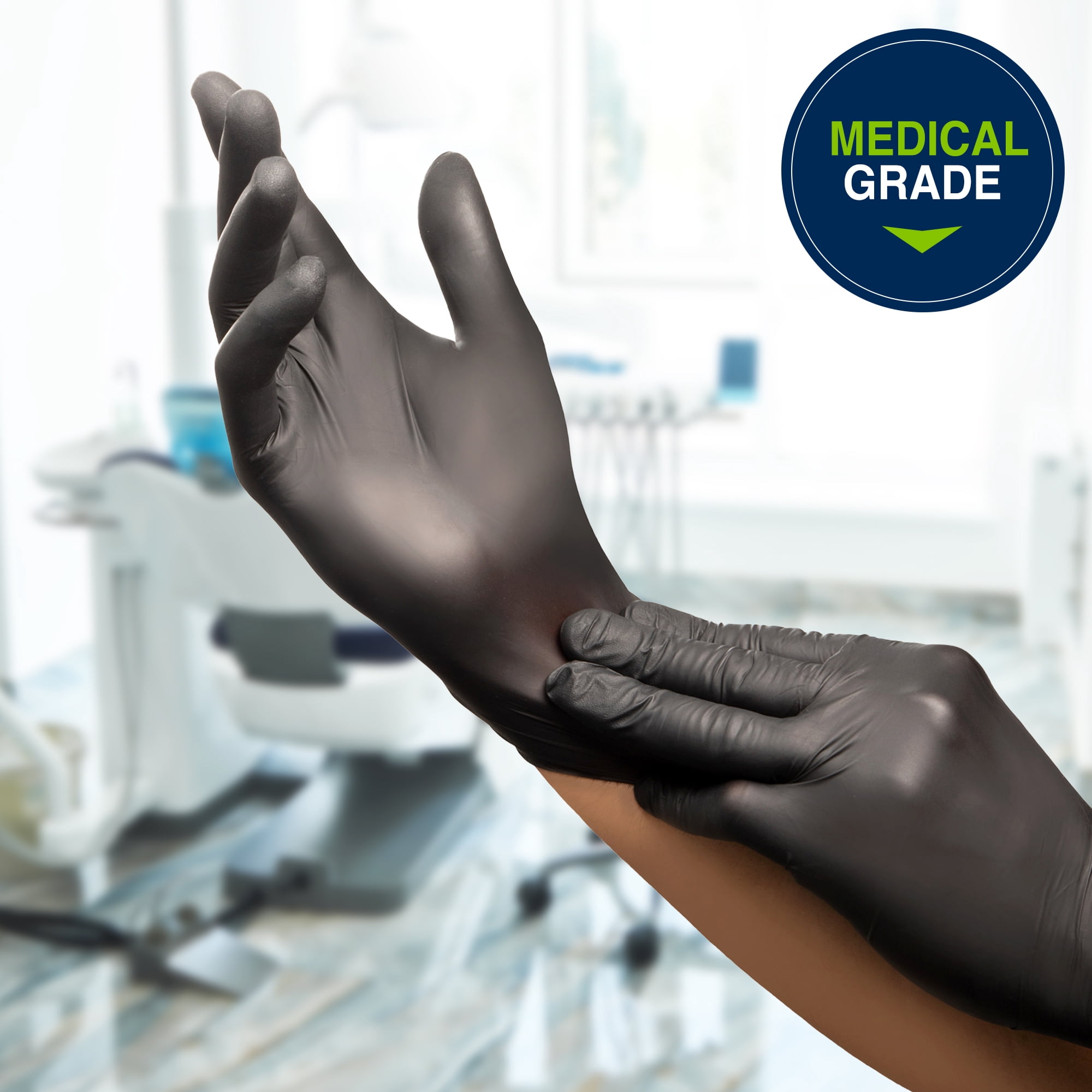 HALYARD Black-FIRE Nitrile Exam Gloves with Quick Check Box of 150, Black/Orange - 5.5 mil, 9.5 Inches Size Medium, Breach Detection, Powder-Free Disposable Gloves, 44757