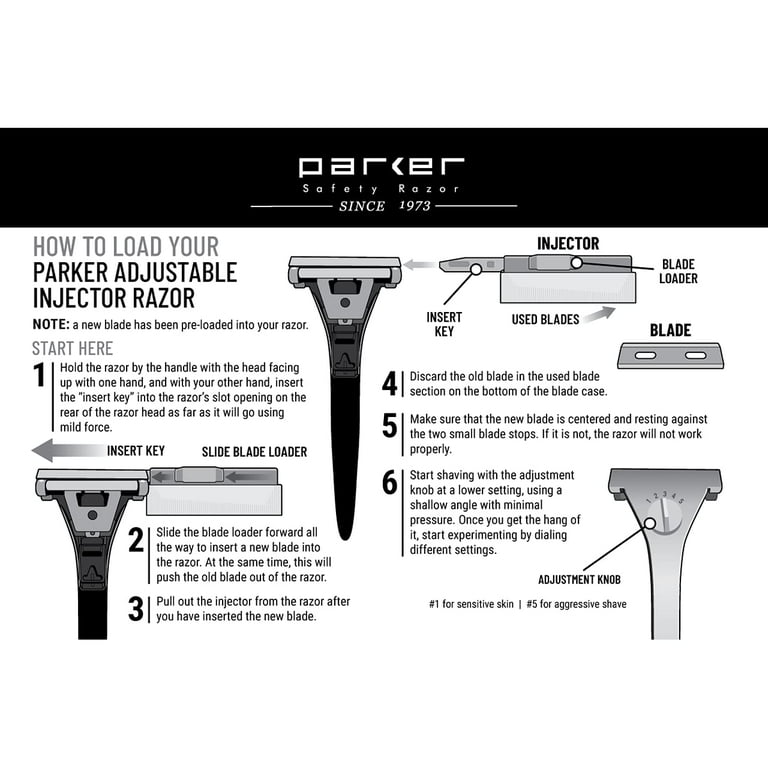 Parker Safety Razor - Version 3 Adjustable Injector Razor