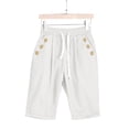thumbnail image 5 of ABATAB Summer Capri Pants for Women Cotton Linen Loose Cropped Trousers Button down Roll up Hem Casual Lounge Capris Pants, 5 of 5