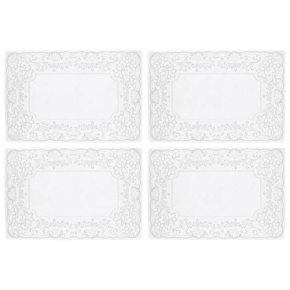 Lace Vinyl 17" x 12" Placements in White, Set of 4