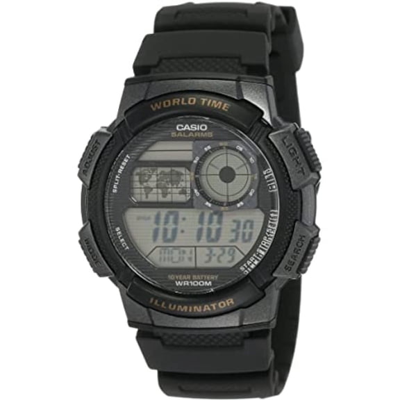 Casio Men's World Time Sport Watch with Black Resin Strap AE1000W-1AVCF