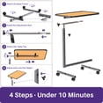 thumbnail image 3 of KEKOY Overbed Table, Adjustable Overbed Bedside Table with Wheels, Tilt Table for Medical Home Care and Hospital Use,Smooth Rolling, Stable Support Design, 3 of 8