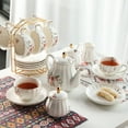 thumbnail image 2 of SWEEJAR Porcelain Tea Sets British Royal Seriesm, Coffee Cups& Saucer with Teapot Sugar Bowl Cream Pitcher Teaspoons and Tea Strainer,Suitable for High Tea, Wedding, Party , Rose Flower, 2 of 6