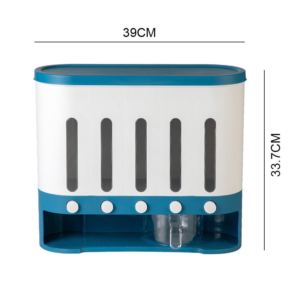 Wall Mounted Dry Rice Food Container Seperate Kitchen Storage Containers Box for Cereals Grain