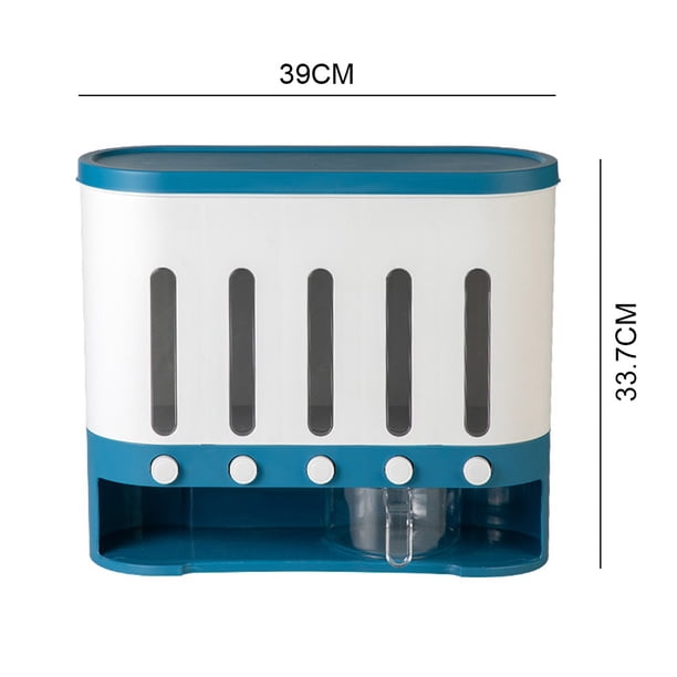 Contenedor De Comida De Arroz Seco Montado En La Pared Contenedores De Almacenamiento De Cocina Separados Caja Para Cereales Dispensador Automático De Granos Artículos De Cocina matsuzay HA023030-00