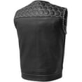 thumbnail image 2 of First Mfg Co - Hornet - Men's Motorcycle Biker Riding Black White Leather Vest - 4X Large, 2 of 5