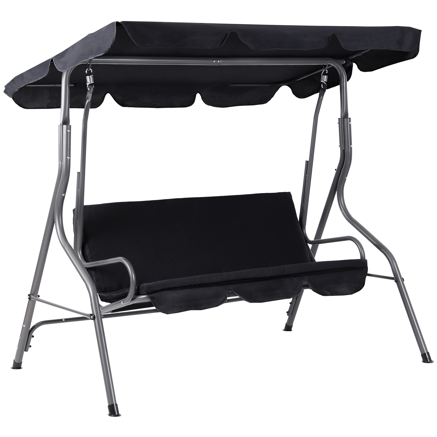 Aoodor Outdoor Patio Porch Swing with Adjustable Canopy 3 Seater