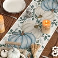 thumbnail image 2 of Smile Blue Pumpkins Eucalyptus Leaves Fall Thanksgiving Table Runner 13 x 72 Inch, 2 of 7
