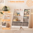 thumbnail image 5 of Hironpal Wood Kids Sling Bookshelf,Children Toy Storage Organizer Cabinet with 3 Cube Bins Fabric Drawers for Playroom Bedroom Nursery School, 5 of 7