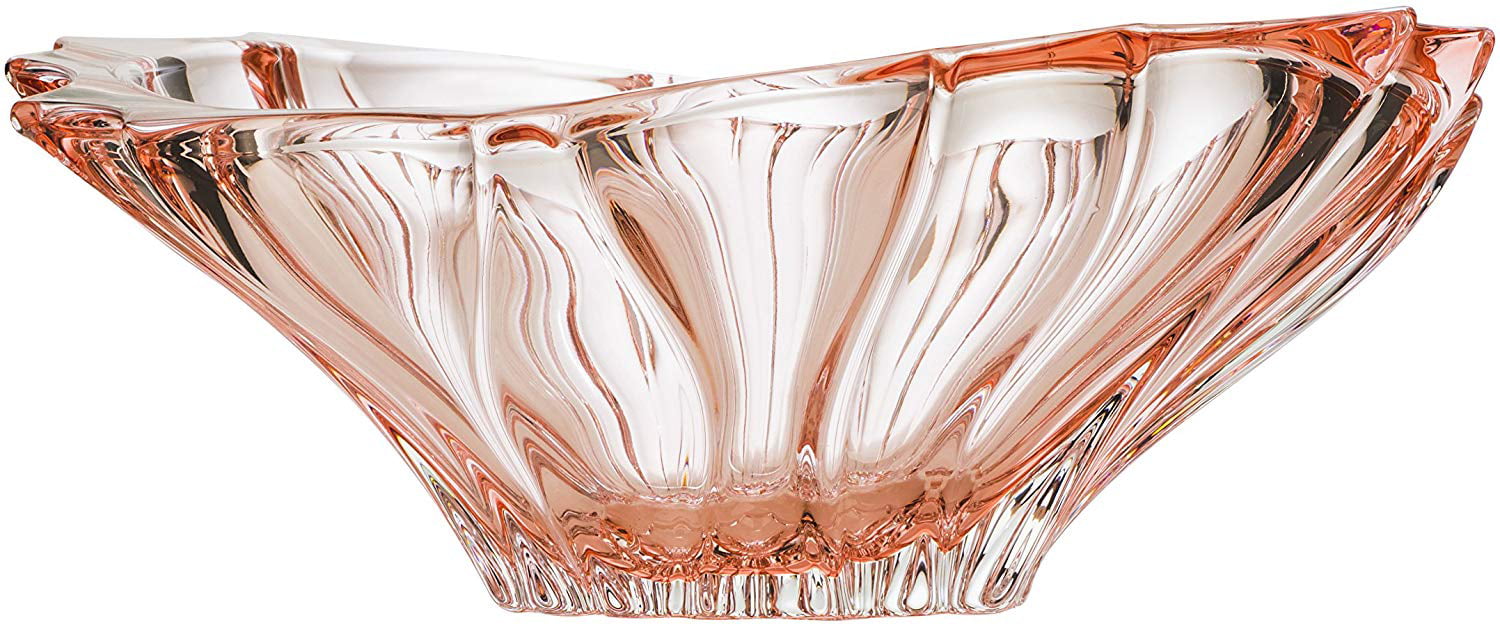 Decorative 13-Inch Pink Plantica Crystal Fruit Bowl Aurum Crystal AU52035 