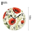 thumbnail image 2 of 10 Inch Wall Clock Battery Operated Silent Clock Decorative for Office, Kitchen, Outdoor, Living RoomRed Poppy Flower with Green Leaf Pattern Lovely, 2 of 4