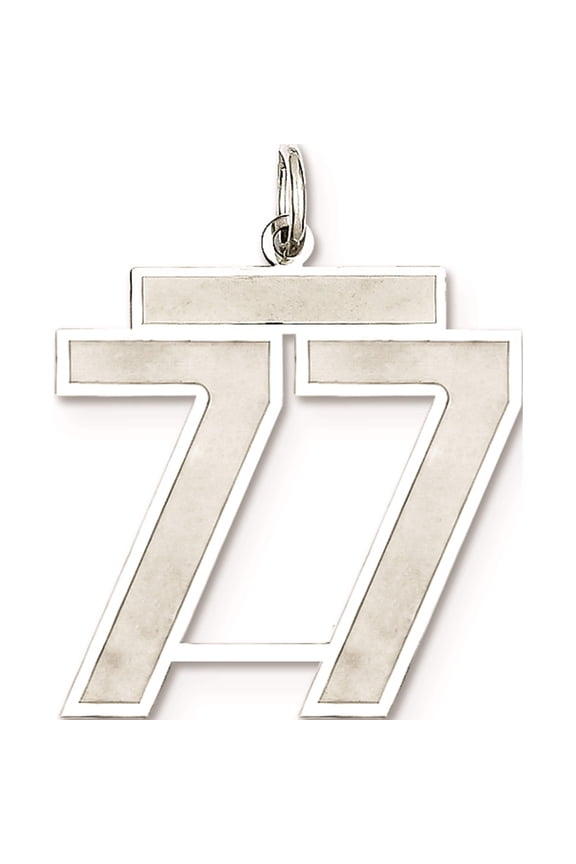Sterling Silver Silver/Rhodium-Plated Satin Number 77 Charm (25 X 21) Made In United States qpp77