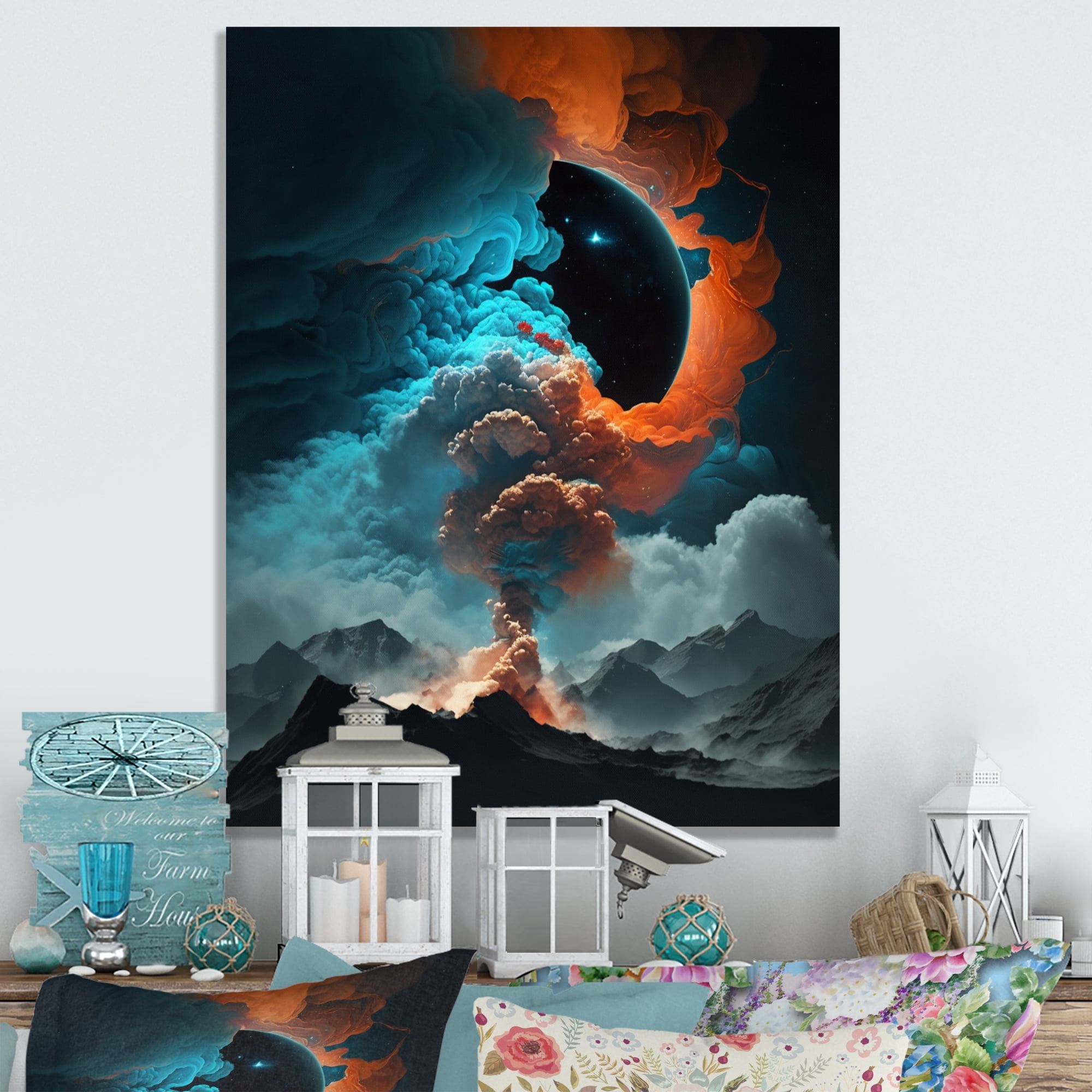 Designart Futuristic Landscape Clouds II Canvas Wall Art