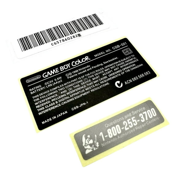 Replacement OEM Stickers For Nintendo Gameboy Color Service Label Barcode CGB