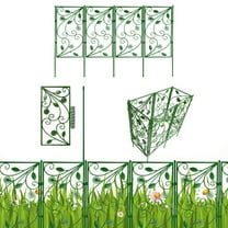 TOPRenddon 4PC Plastic Garden Edging - 14" Picket Fence Border for Flower Beds | Expandable Lawn & Pathway Edging with Ground Spikes