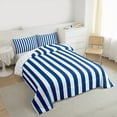 thumbnail image 3 of Feelyou Blue Abstract Teens Bedding Comforter Set, Modern Geometric Lines Twin Comforter Sets, Farmhouse Ticking Stripes Reversible Bedding Set, Luxury Bedroom Decor, 2pcs, 3 of 8