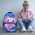 thumbnail image 3 of POLERO Axolotl Underwater Theme Multi Pockets Backpack, Polyester Breathable Mesh Back Panel Large Capacity School Backpack for Daily Use Outdoor, 3 of 10