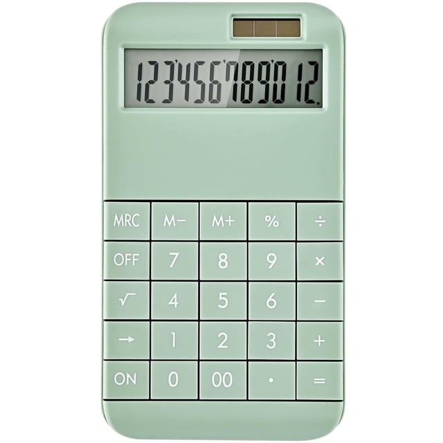 YSTIANN Basic Scientific Calculator for Students, Standard Green Solar Power, 12-Digit LCD Display, Compact Portable Design for School, Office, and Daily Math Calculations WJ85-4883
