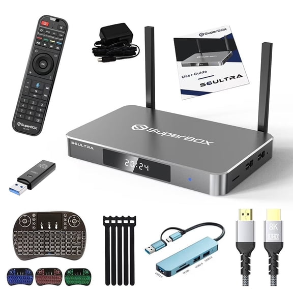 Super Box S6 Ultra Premium Edition,Officially Authorized,4G 128G, 6k 8k HDMI , Timeshift Feature,Voice Remote Contro