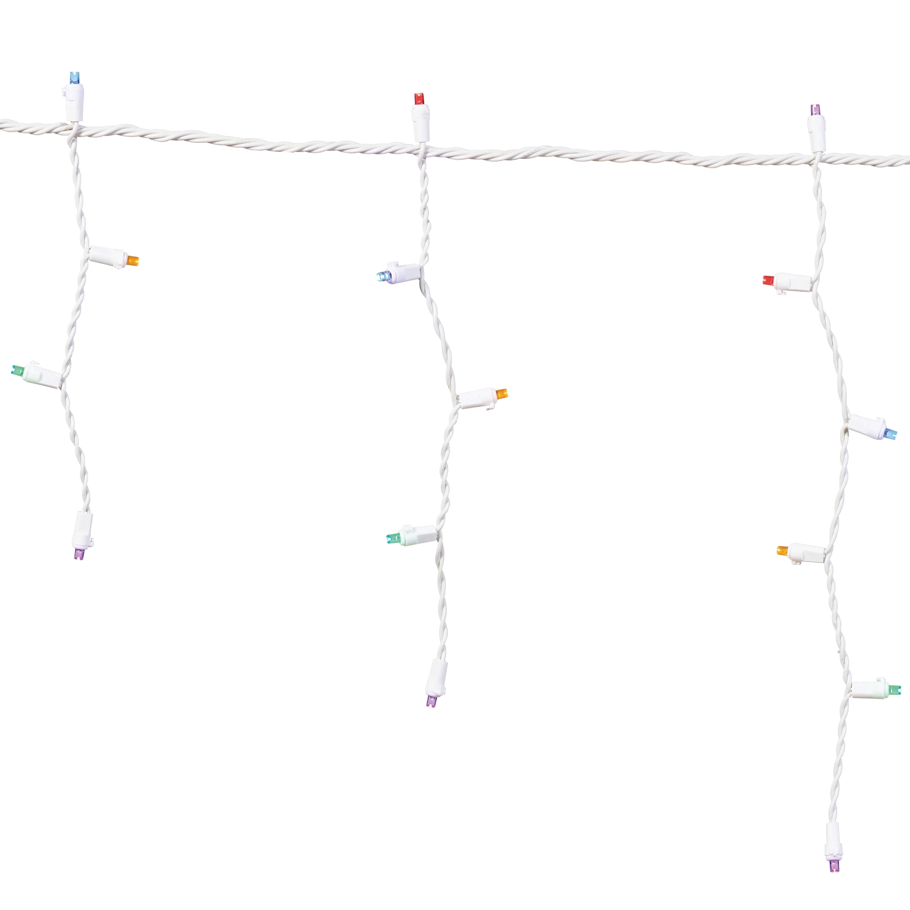 Indoor/Outdoor 200-Count LED 8-Function Sync Christmas Icicle Lights, Multicolor, White Wire, 24', by Holiday Time