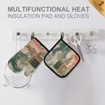 thumbnail image 4 of Yayeee Oven Mitts and Pot Holder Set of 4 Heat Resistant Kitchen Gloves Baking Hot Pad, Pink and Green Cat, 4 of 5