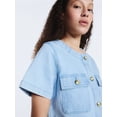thumbnail image 5 of Free Assembly Women's Cropped Denim Jacket with Short Sleeves, Sizes XS-XXL, 5 of 6
