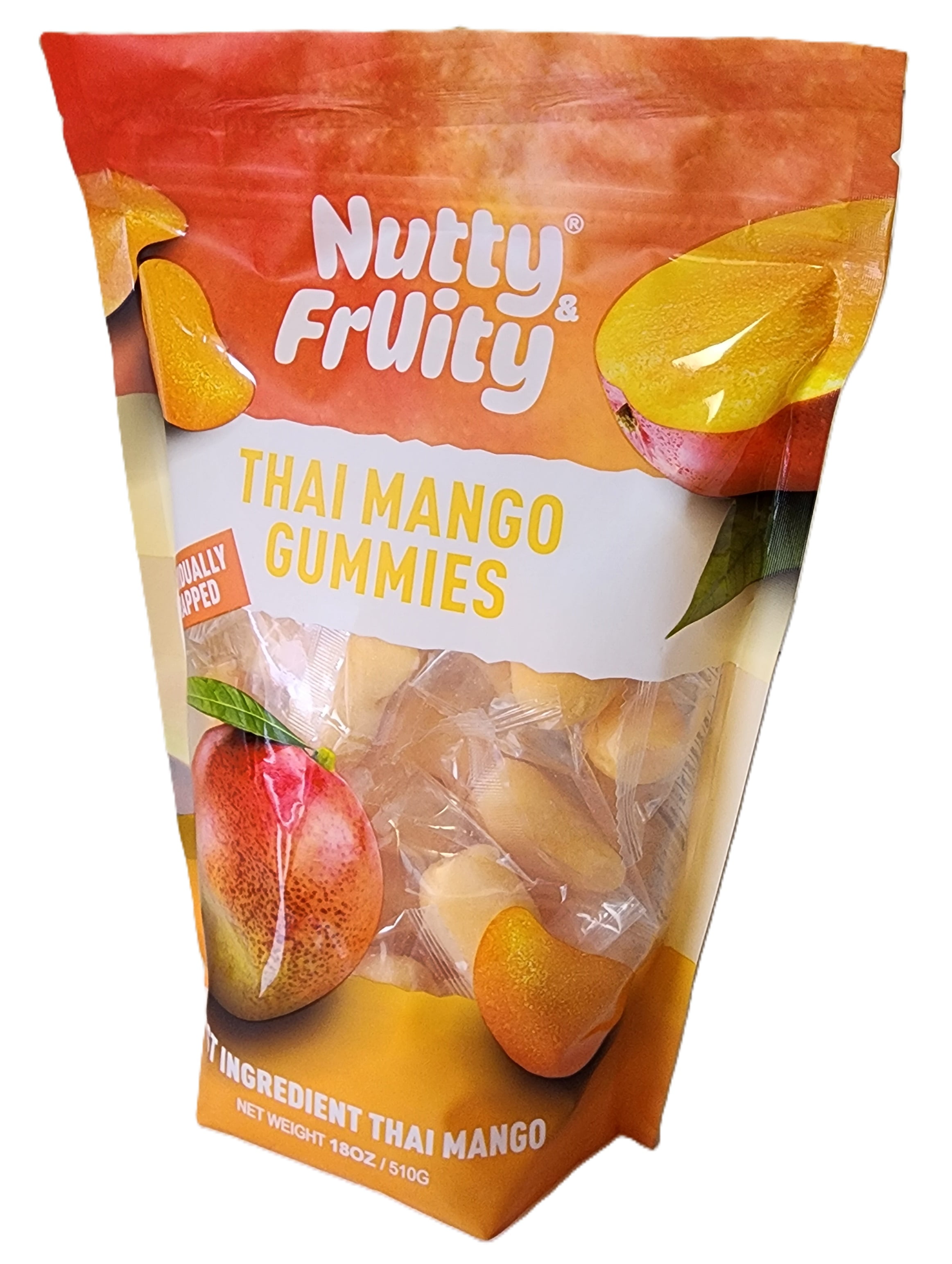Nutty & Fruity Thai Mango Gummies | Individually Wrapped | Net wt 18 oz (510g)