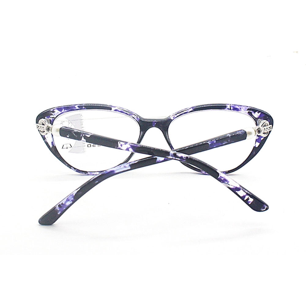 Blue Light Blocking Cat Eye Retro Progressive Multi-focus Reading Glasses 3.50 for Women, Purple Tortoiseshell Readers +3.50 Strength