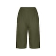 thumbnail image 4 of Women's Casual Bermuda Knee Length Pants Elastic Waist Loose Straight Leg Capri Pants with Pockets, 4 of 7