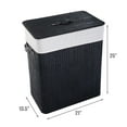 thumbnail image 2 of Costway Folding Double Rectangle Bamboo Hamper Laundry Basket Cloth Storage Bag Lid Black, 2 of 10
