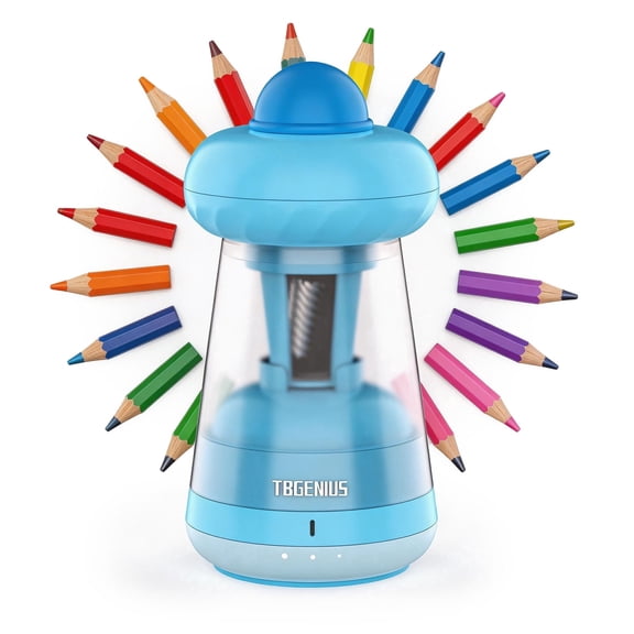 Electric Pencil Sharpener，Automatic Pencil Sharpener for Rechargeable Hands-Free, Auto in & Out, Portable for 6.5-11.5mm Pencils, Classroom Office Home (Sky Blue)