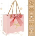 thumbnail image 3 of Dosaele 24Pcs Small Thank You Gift Bags Reusable Paper Party Bags with Handles Grey Marble Pattern Present Bags with Gold Bow Ribbon Mini Pink Party Favor Bags, 3 of 8