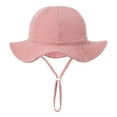 thumbnail image 2 of shoper Baby Bucket Hat with Adjustable Chin Strap Solid Color Wide Brim Soft Sun Hat Summer Outdoor Play Hat for Toddler Baby Boys Girls Pink One Size, 2 of 4