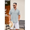 thumbnail image 6 of COOFANDY Men's Linen Shirt Short Sleeve Hippie Casual Band Collar Summer Beach Shirts, 6 of 6