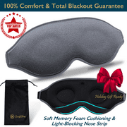 ComfiTime Memory Foam Sleep Mask - 100% Blackout 3D Eye Mask for Sleeping, Eye Covers for Men & Women, Contour Blindfold with Nose Baffle for Adult, Soft Travel Eye Blinders Night Mask, Gray