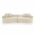 thumbnail image 4 of Modern Cloud 4-Seater Sectional Curved Sofa, Minimalist Compression Living Room Couch, No Assembly Needed, Chenille (Beige), 4 of 11