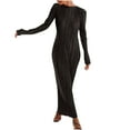 thumbnail image 2 of Blmnix Party Fall Dresses for Women Long Sheath Vacation Black Long Sleeve Fashion Mock Neck Dresses, 2 of 7