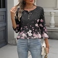 thumbnail image 5 of Enjoytime Button Down Shirts for Women Floral Printed Crewneck 3/4 Sleeve Tops Spring Summer Trendy Business Casual Blouses, 5 of 8