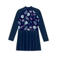 thumbnail image 4 of Sholeno Kids Girls One Piece Swimsuit UPF 50+ Long Sleeve Swimwear Quickly Dry Beachwear Swim Dress Navy Blue 12, 4 of 5