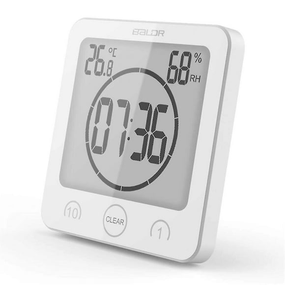Digital Bathroom Shower Clock, Waterproof For Water Spray, Thermometer
