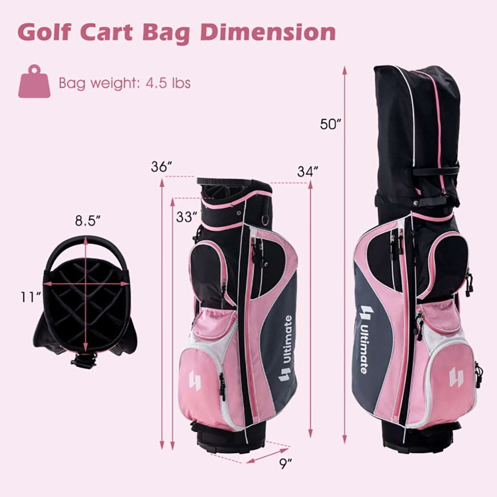 Barara King Golf Carry Bag Set ,Golf Cart Bag Set,Women's Complete Golf Club Set Right Hand with Rain Hood-Pink