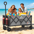 thumbnail image 4 of Yacona 35" L Extra Long Wagons Carts Foldable, 180L Capacity Beach Wagon, Heavy Duty Rolling Cart with Wheels, Gray, 4 of 8