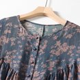 thumbnail image 4 of Ventes Aujourd'hui Liquidation Iumwxz Robe à Col Rond Manches 3/4 pour Femme Tunique Plissée en Lin Ample Robe Maxi Imprimé Floral Robes pour Femmes Robe Ample et Fluide pour Soirée, 4 of 9