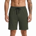 thumbnail image 3 of EOYWHK Men Shorts Athletic with Pockets Elastic Waist Athletic Shorts for Men Soft Lightweight Breathable for Basketball Running Gym Active Army Green, Size L, 3 of 9