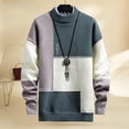 thumbnail image 4 of Men Winter Sweater Knitting Long Sleeves Crew Neck Contrast Color Loose Keep Warm Thick Elastic Anti-shrink Spring Sweater for Shopping, 4 of 8