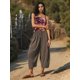 thumbnail image 5 of Pantalones Palazzo Harem Informales Holgados con Cordón para Mujer, para Verano, Playa, Viajes, Vacaciones, con Bolsillos. Café M, 5 of 6